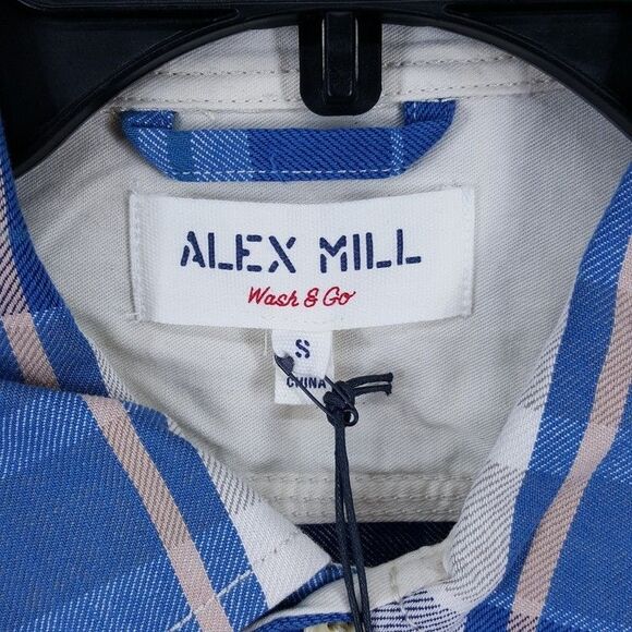 ALEX MILL Shirt Mens Small Blue Plaid Button Up Double Pocket CHORE SHIRT $185 - Picture 2 of 8